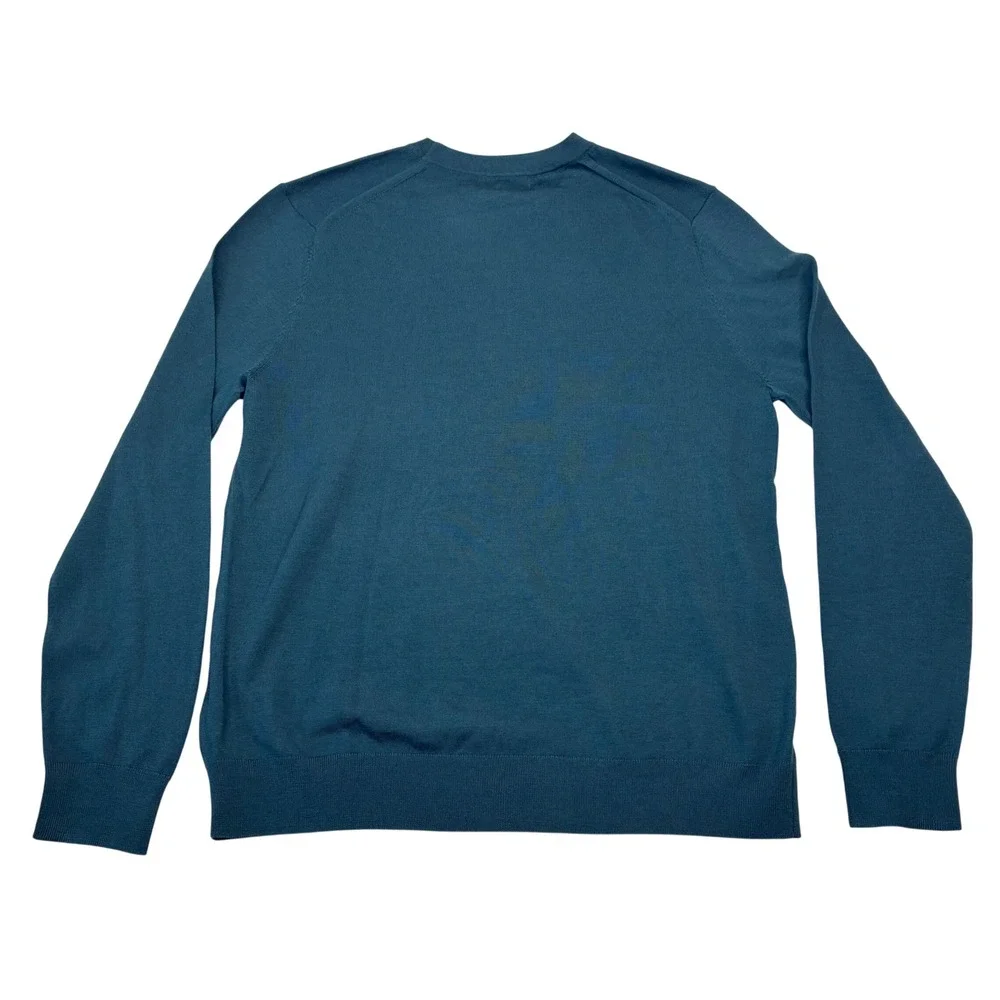 Banana Republic Sweater Men L Blue 100% Merino Wool Crew Neck Pullover NEW
